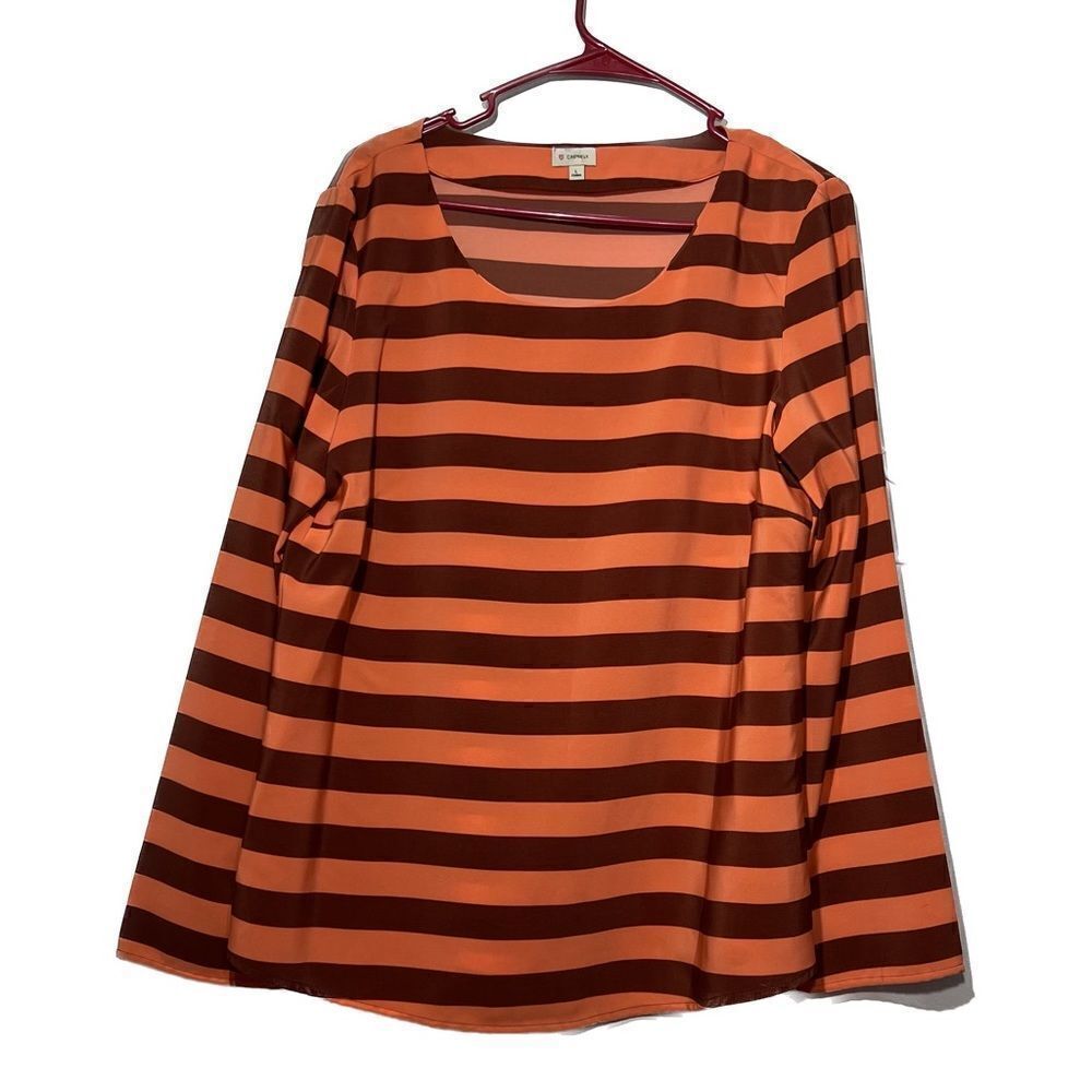 127-Cremieux, women’s large, long sleeve, 100% polyester striped blouse